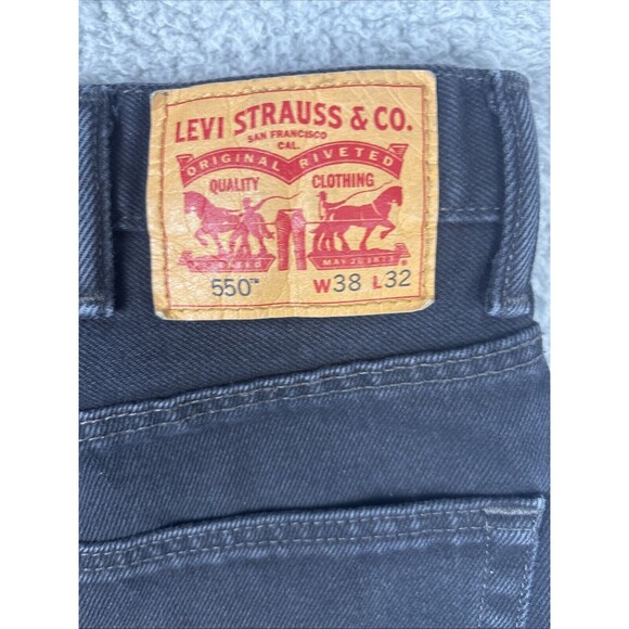 Levis 550 Relaxed Fit Denim Black Jeans Men’s Size Tag (38X32) Measures (36x31) - Picture 6 of 7